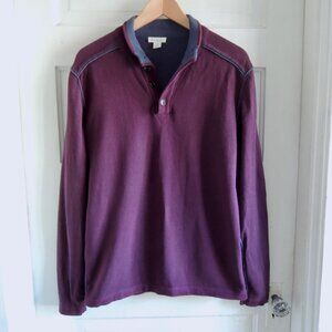 Sundance Men's Burgundy & Blue Highland Stitch Henley Sweater M